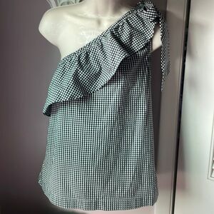 Vineyard Vines‎ Off the Gingham Shoulder Top Size 0